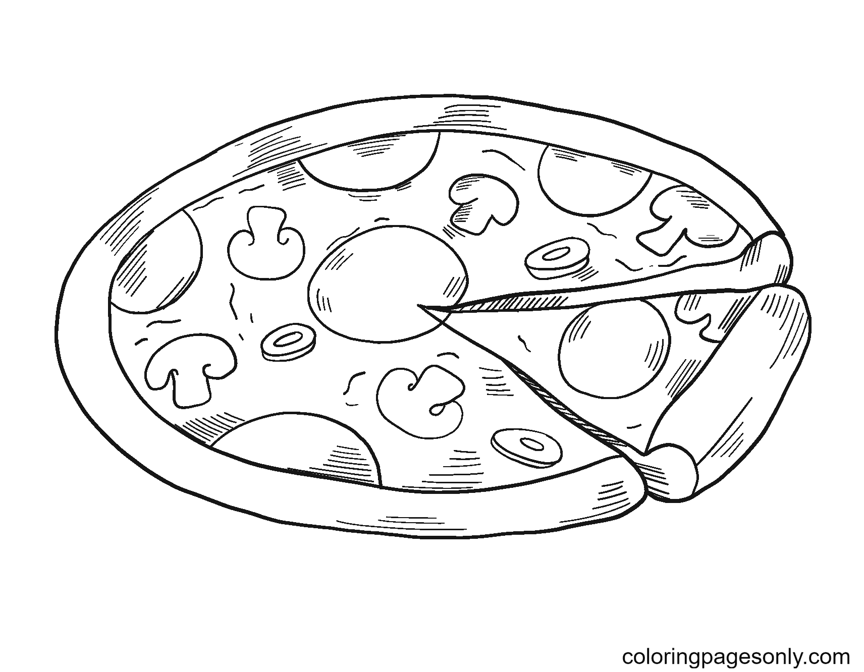 Отрезать кусок пиццы от пиццы
