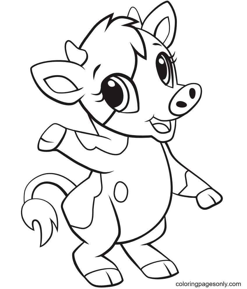 Cute Baby Cow Coloring Page