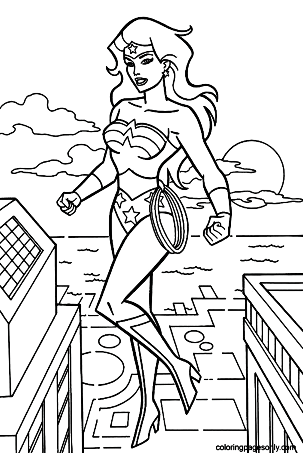 Cute Wonder Woman Coloring Page