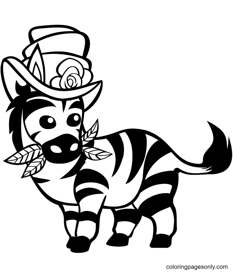 Linda cebra con sombrero de copa de Zebra