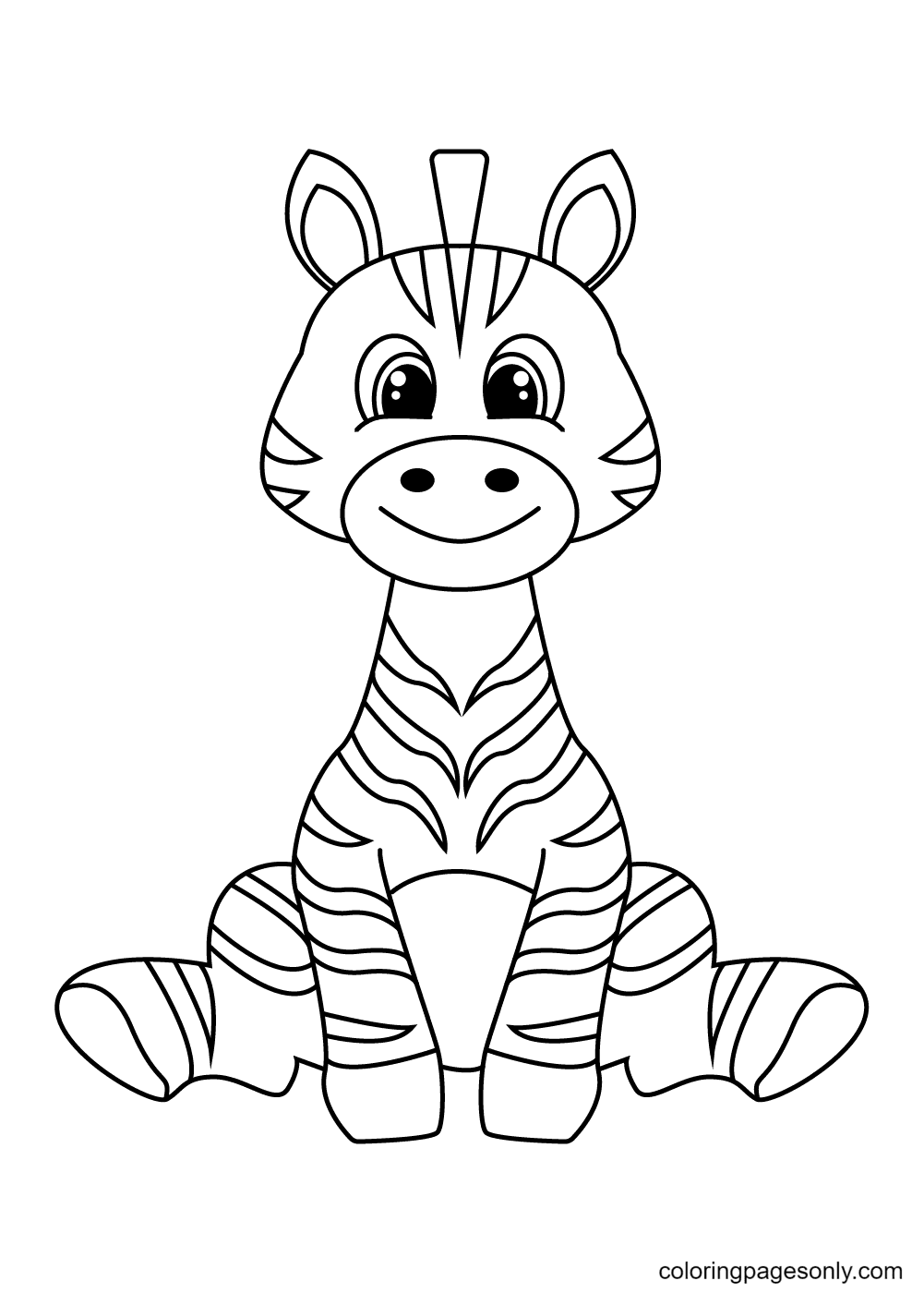 Süßes kleines Zebra, das wie ein Welpe von Zebra sitzt