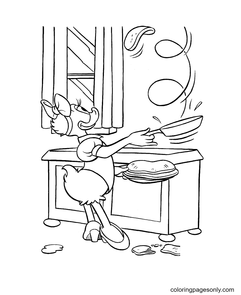 Daisy Duck cocina panqueques de Daisy Duck