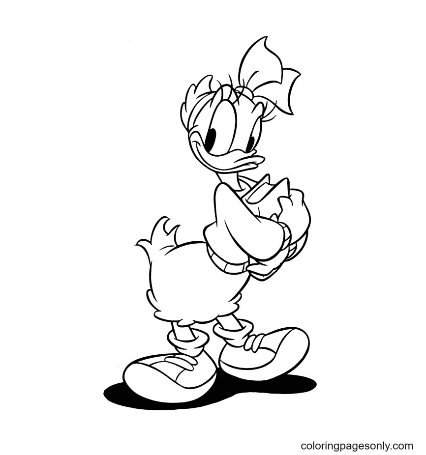 Daisy Duck Going to School Coloring Page
