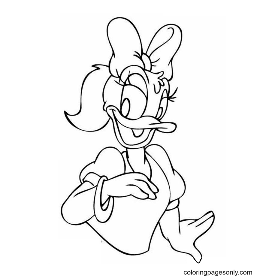 Daisy Duck Has Long Beautiful Hair Coloring Pages