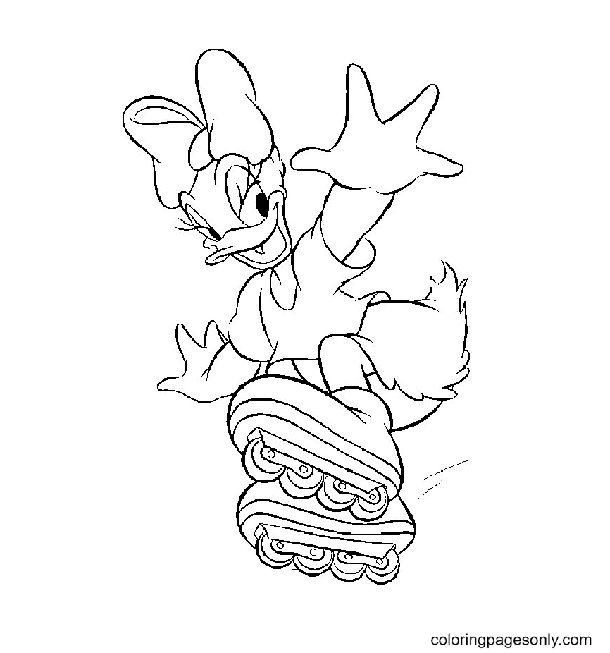 Daisy Duck Roller Coloring Page