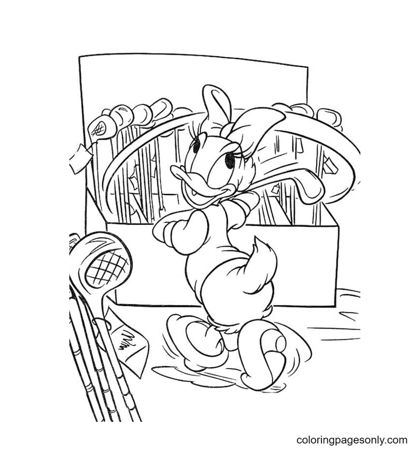 Daisy Duck Swing Golf Stick Coloring Page