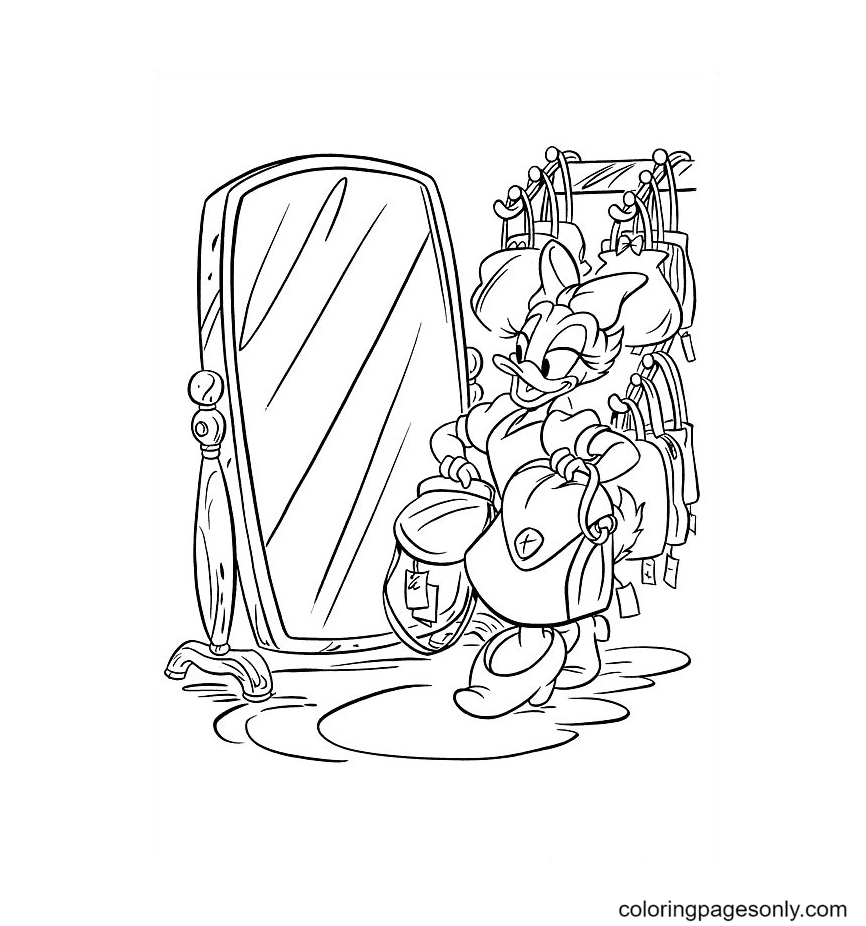 Daisy In Front Of The Mirror Coloring Page
