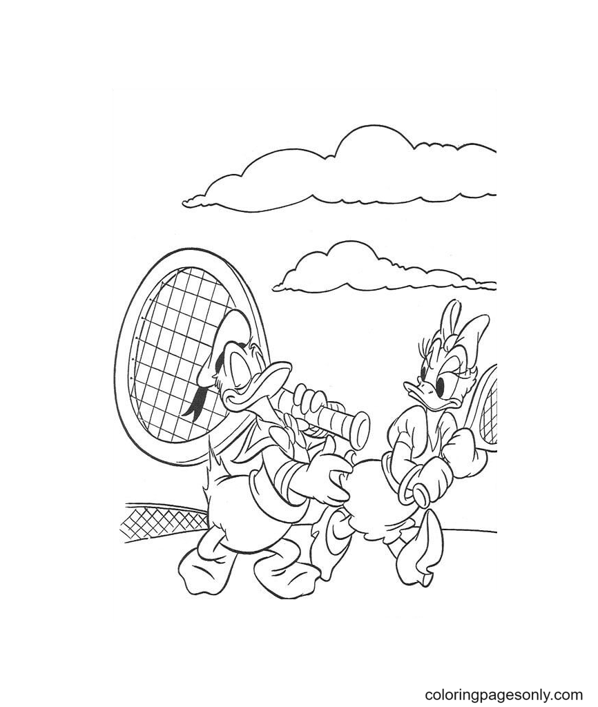 Daisy and Donald going to Play Tennis Coloring Pages