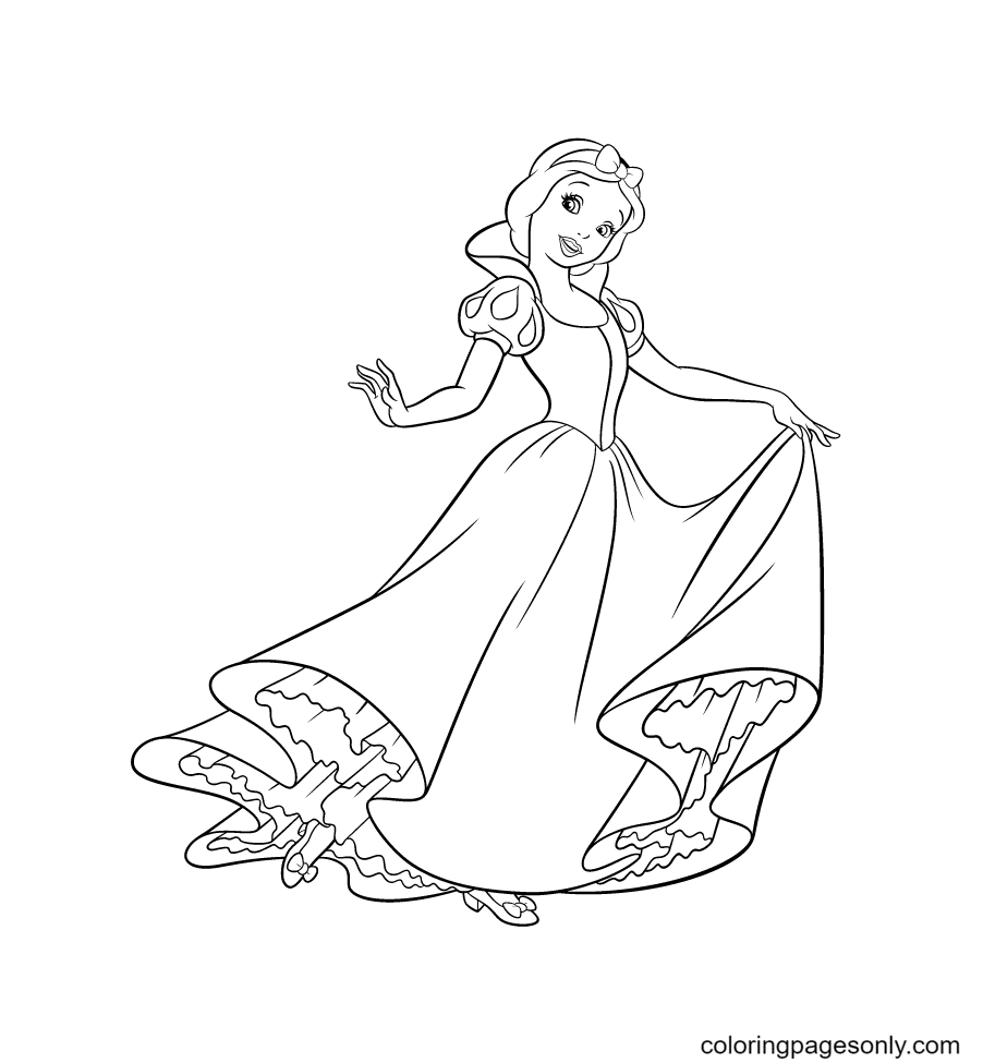 Dancing Snow White Coloring Page Free Printable Coloring Pages