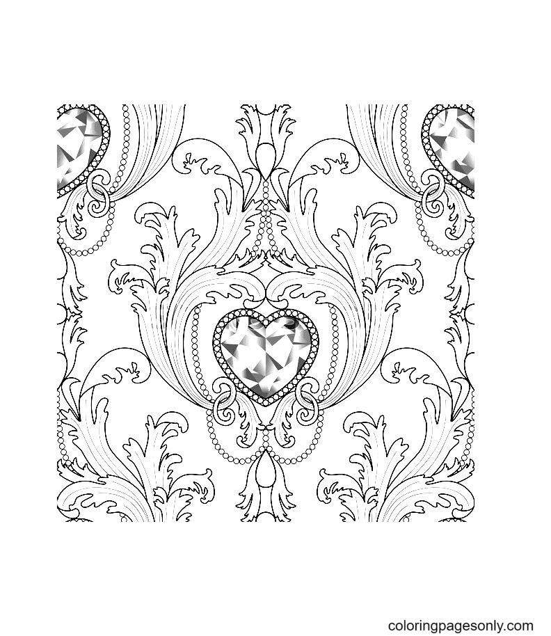 Diamond jewelry seamless pattern Coloring Pages