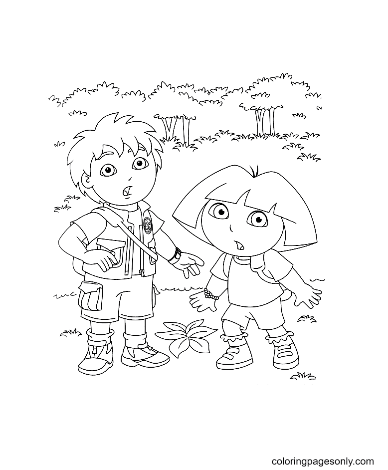 Diego and Dora Coloring Pages