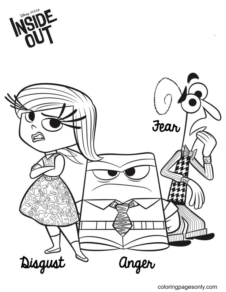 Disgust, Anger and Fear Coloring Page