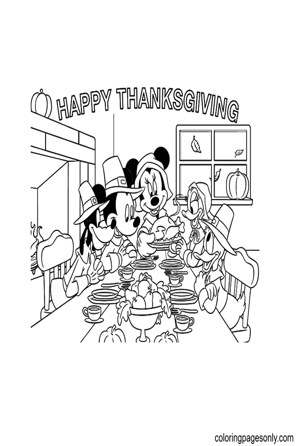 Pagina da colorare del Ringraziamento Disney