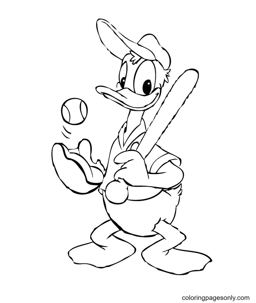 Donald Duck Baseball Coloring Page