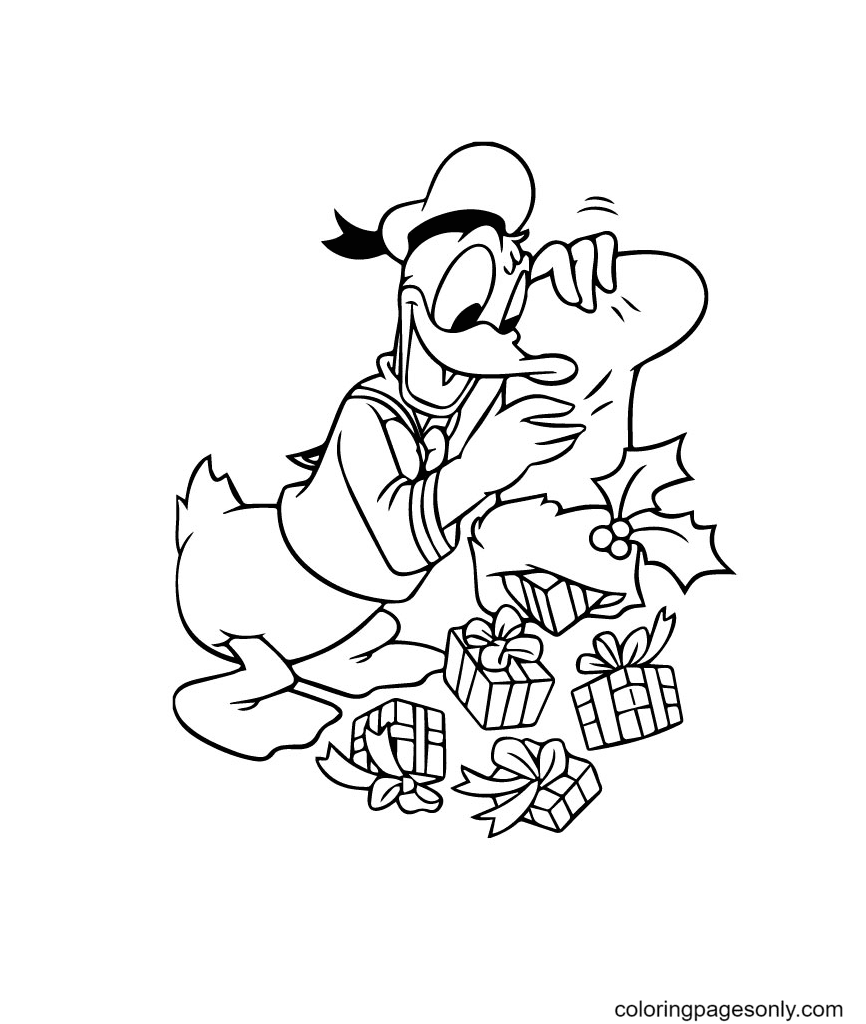 Donald Duck gifts Coloring Pages
