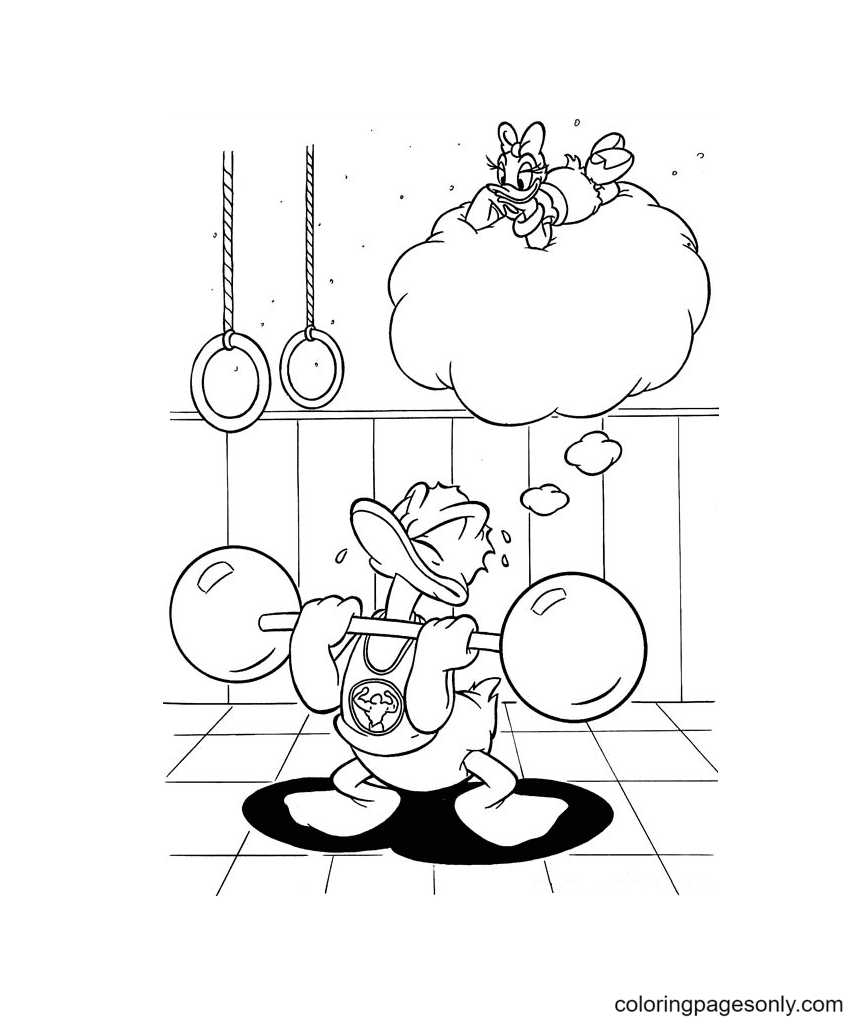 Donald Lifting Weights Coloring Pages