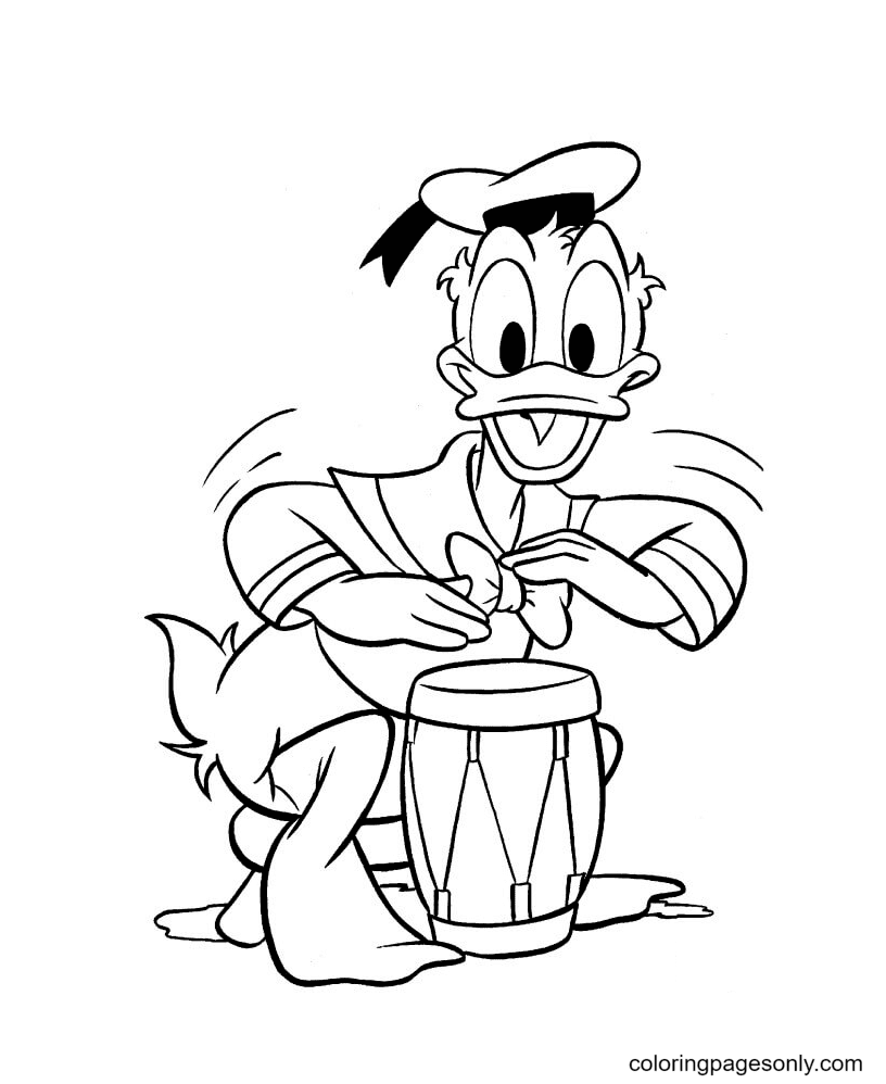 Donald tocando tambor africano do Pato Donald
