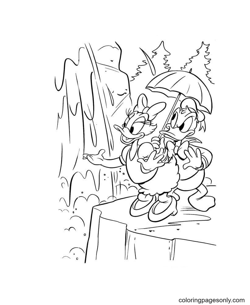 Donald With Daisy Coloring Page