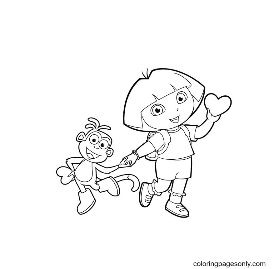 Dora the Explorer Valentine’s Day Coloring Pages