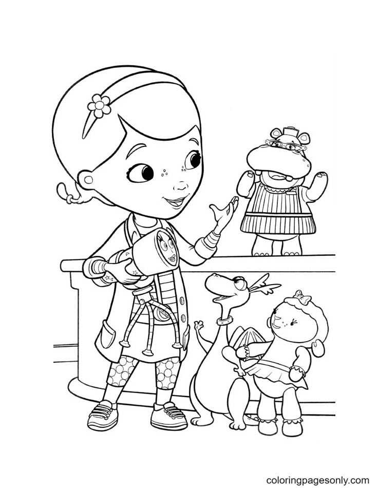Dottie and her Toys Doc McStuffins Coloring Page