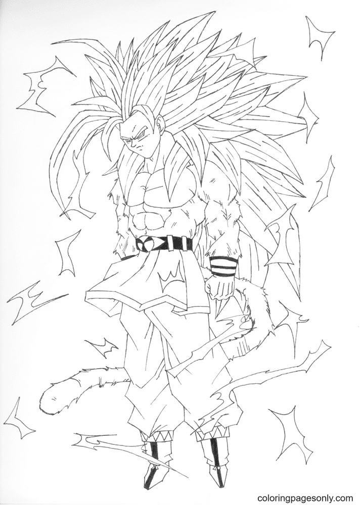 Desenho do goku super sayajin 5 para colorir - Como desenhar