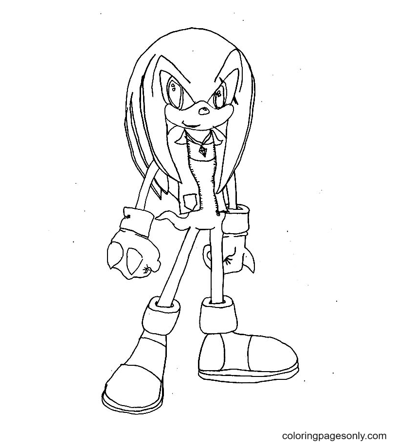 Draw Knuckles the Echidna Coloring Page