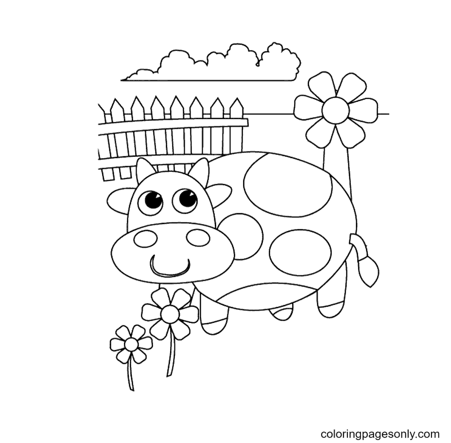Easy cow Coloring Page