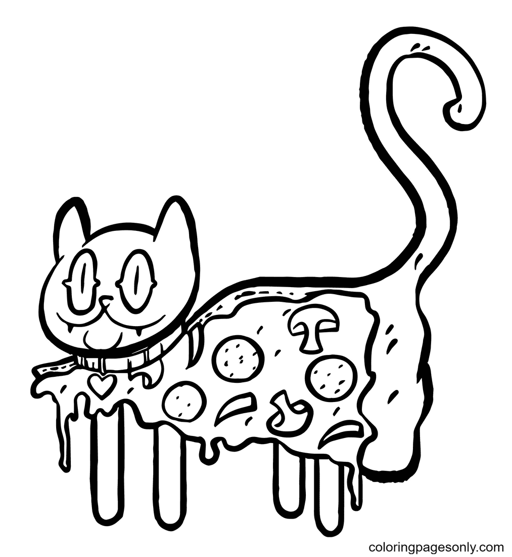 Eating Italian Pizza Coloring Page