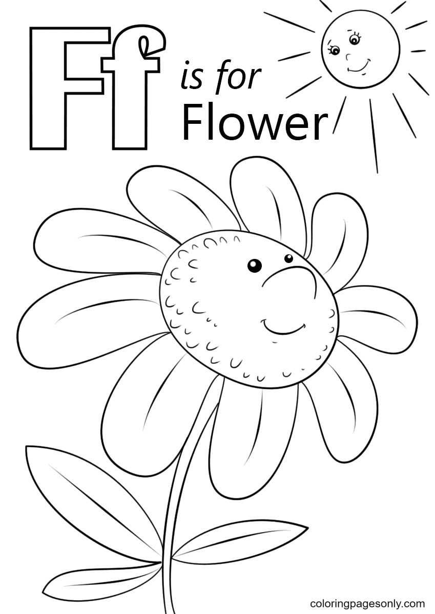 F is for Flower Coloring Pages
