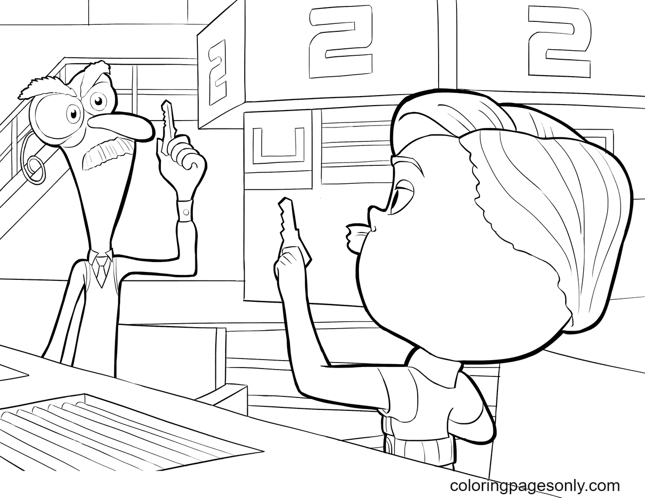 Fear and Sadness Inside Out Coloring Page