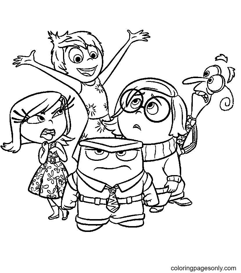 Five Emotions from Inside Out Coloring Page