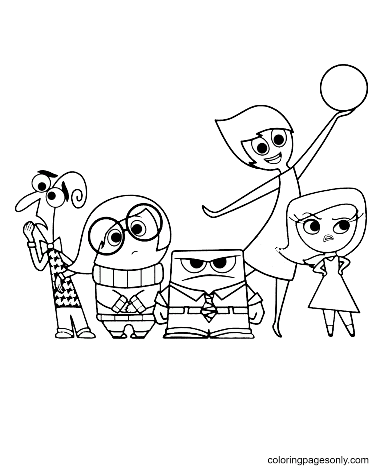 Five characters from Inside Out from Inside Out