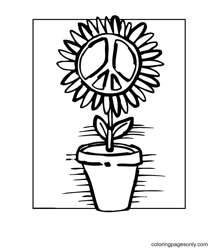 Download Flower with Peace Sign Coloring Pages - International Day of Peace Coloring Pages - Coloring ...