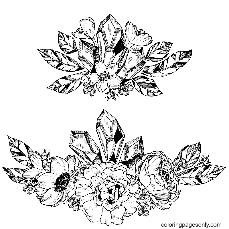 Bloemen en kristal van kristal