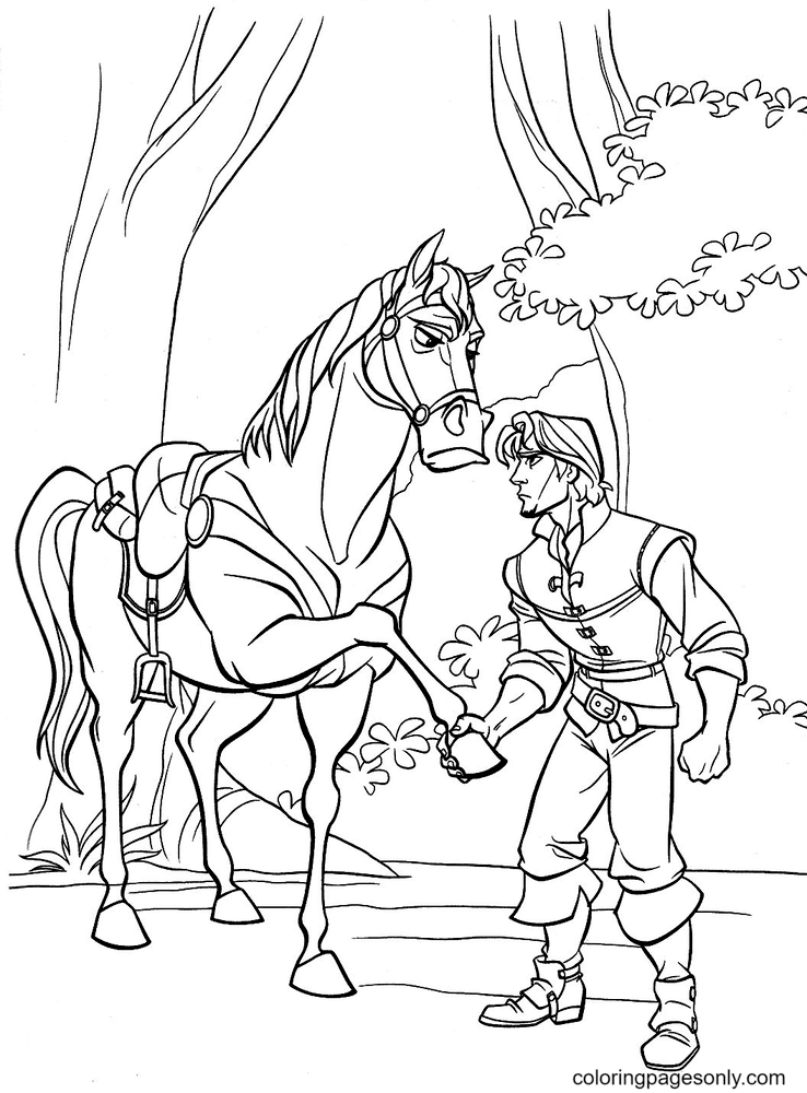 Flynn and Maximus Agree to a Truce Coloring Page