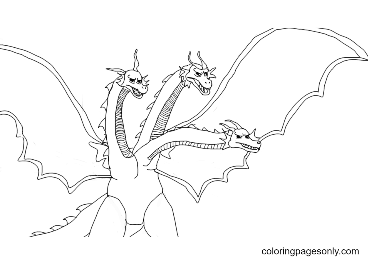 King Ghidorah Drawing Coloring Pages King Ghidorah Coloring Pages ...
