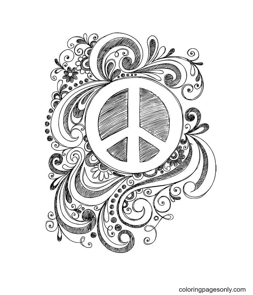 Peace Sign Free Printable Coloring Pages - International Day of Peace