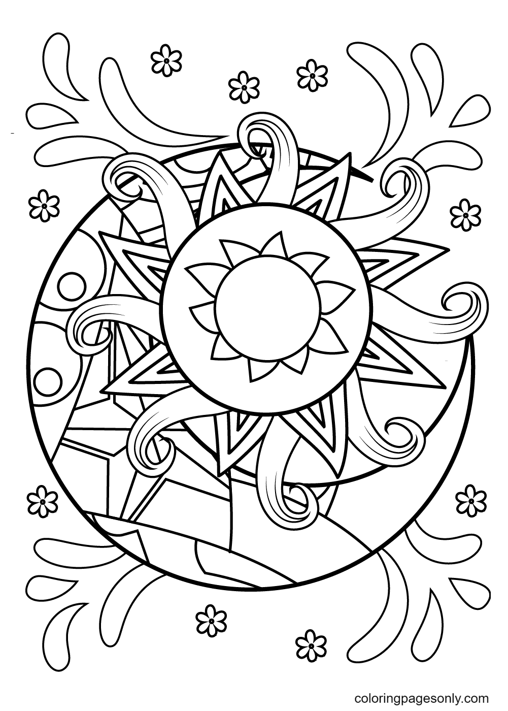 Free Sun And Moon Coloring Page