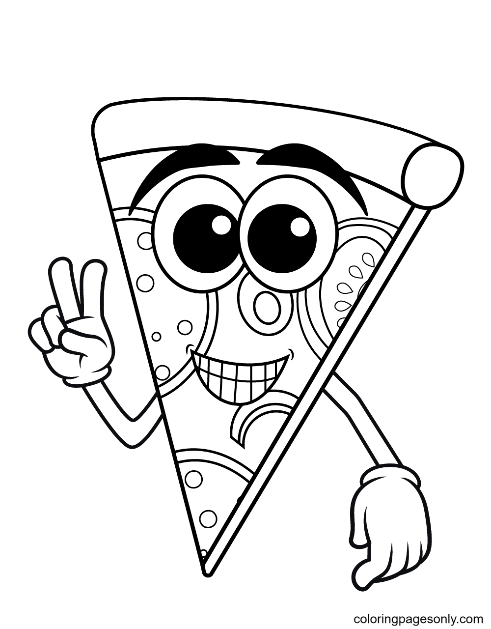 Funny Slice of Pizza Coloring Page