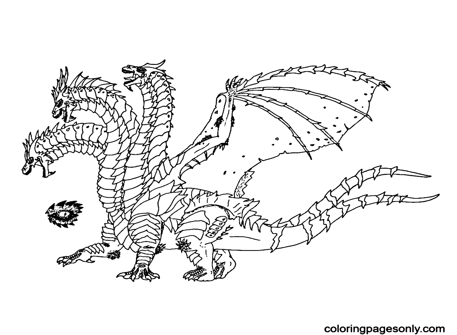 Ghidorah King To Print Coloring Pages - King Ghidorah Coloring Pages ...