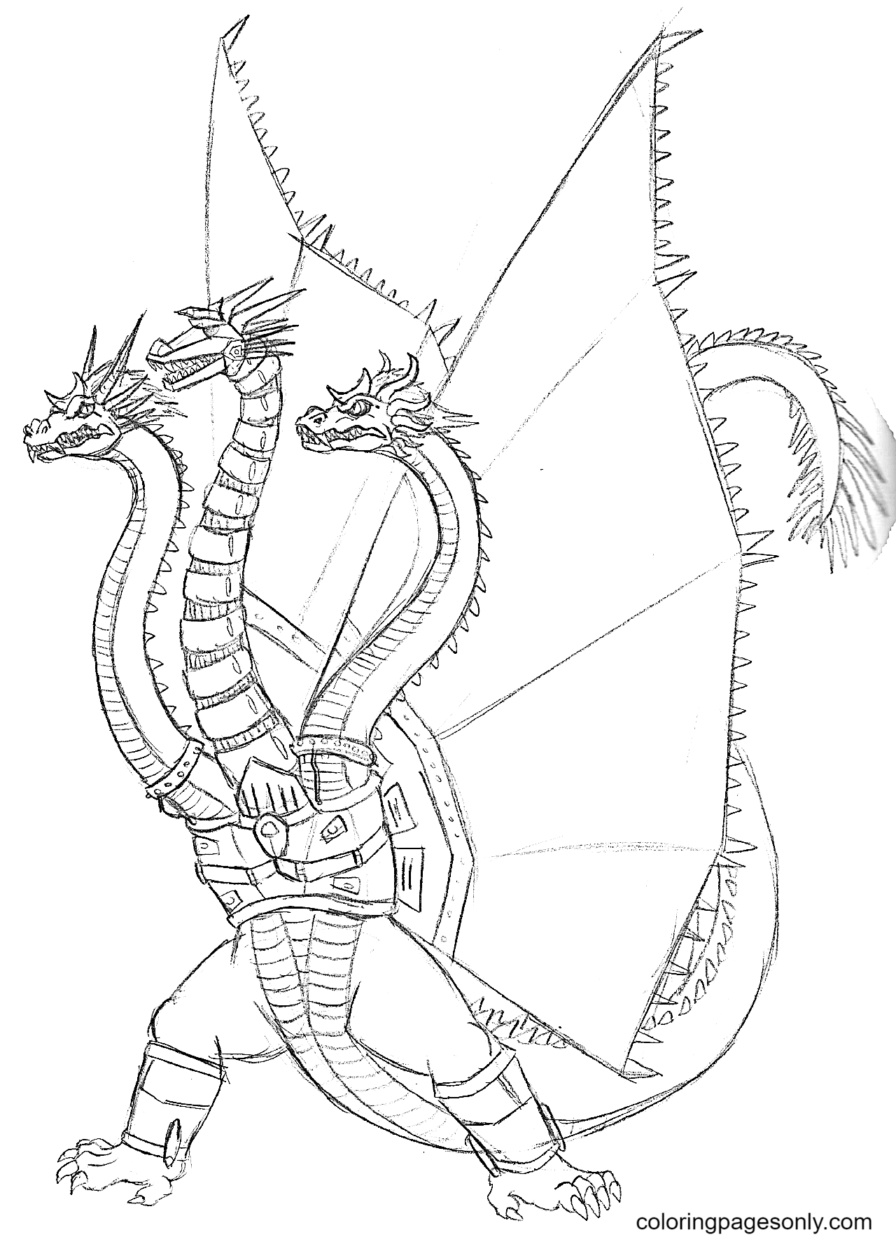 Ghidorah King to print Coloring Pages