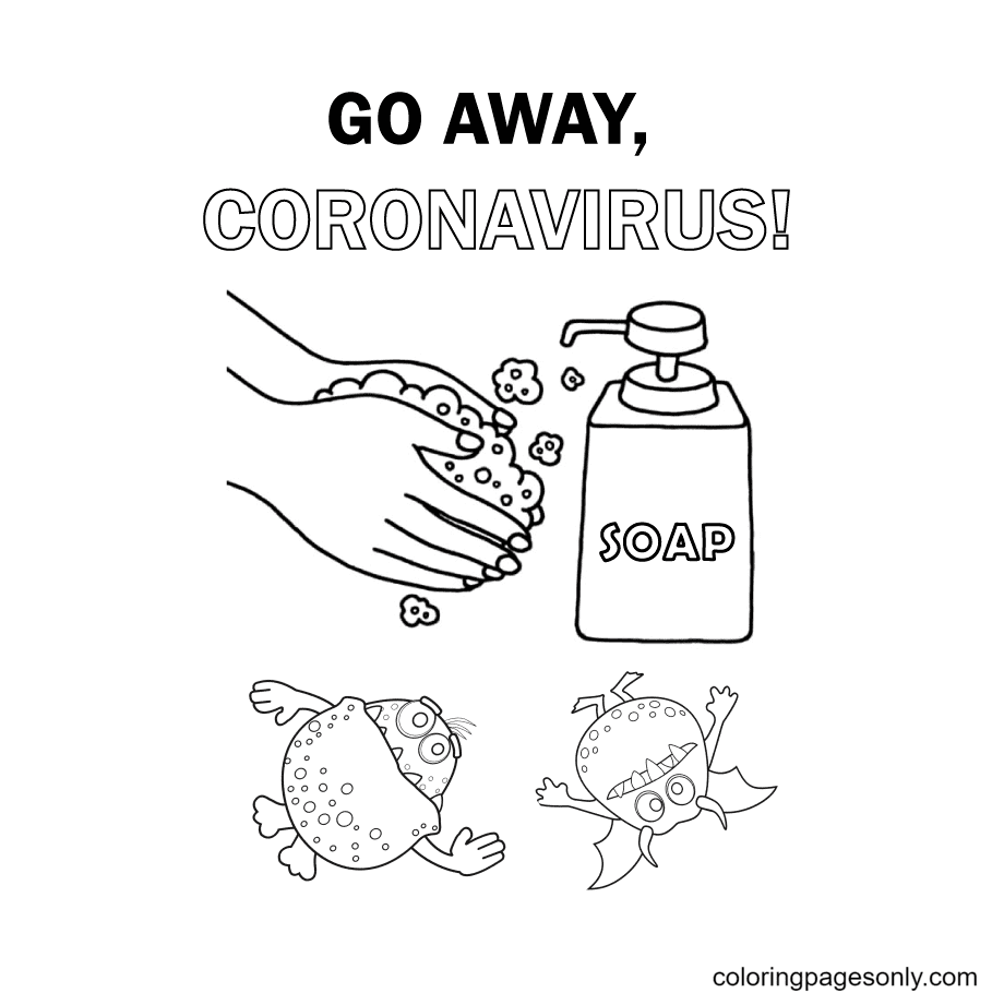 Go Away Coronavirus Coloring Page