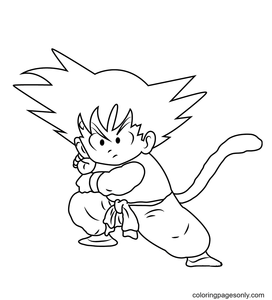 Pose de luta de Son Goku para colorir