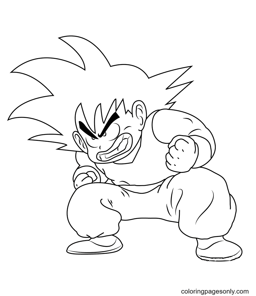Desenho de Goku Son com raiva para colorir