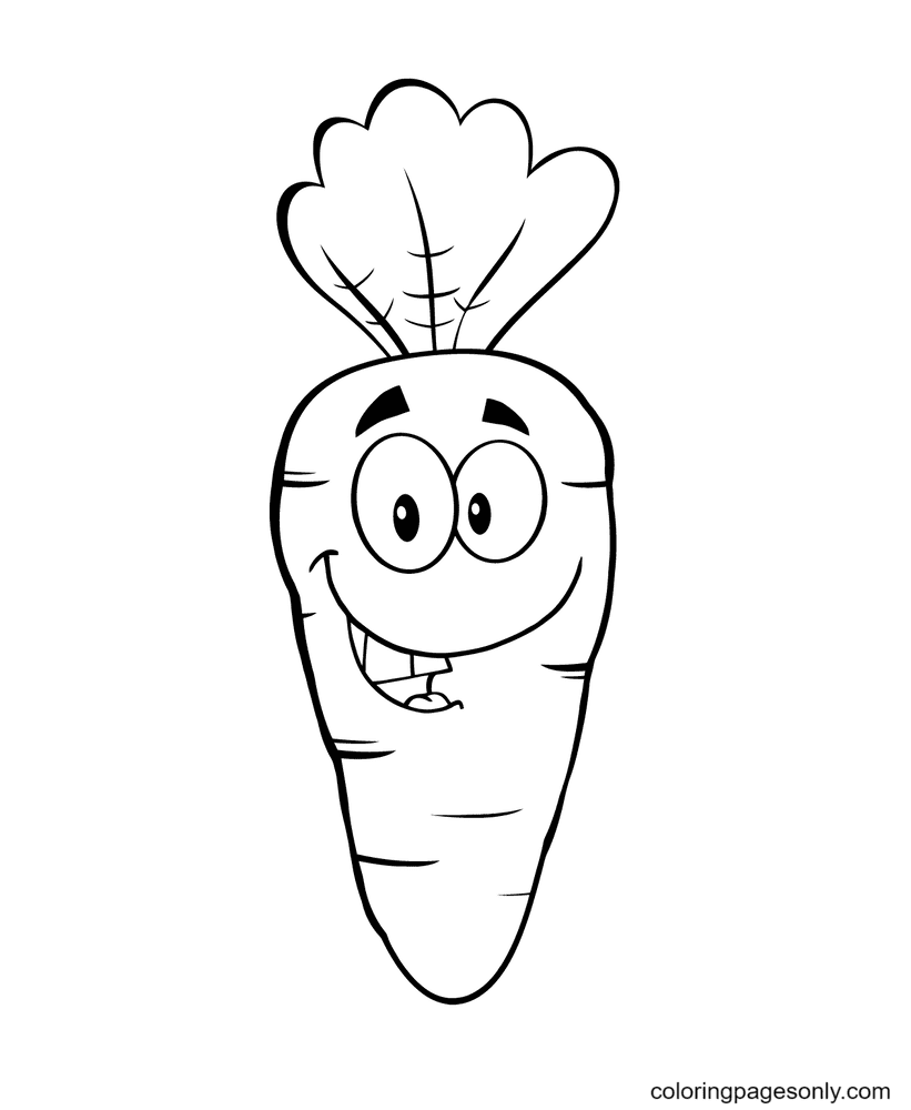 Happy Cartoon Carrot Coloring Page