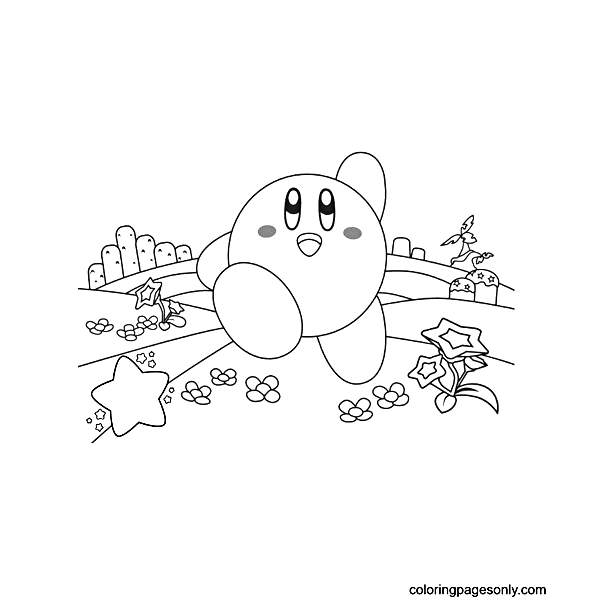 Happy Kirby Coloring Pages