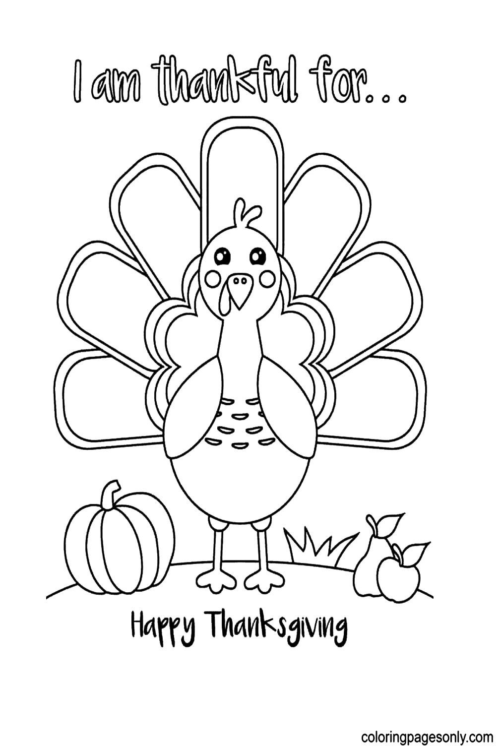Раскраска Турция с Днем Благодарения