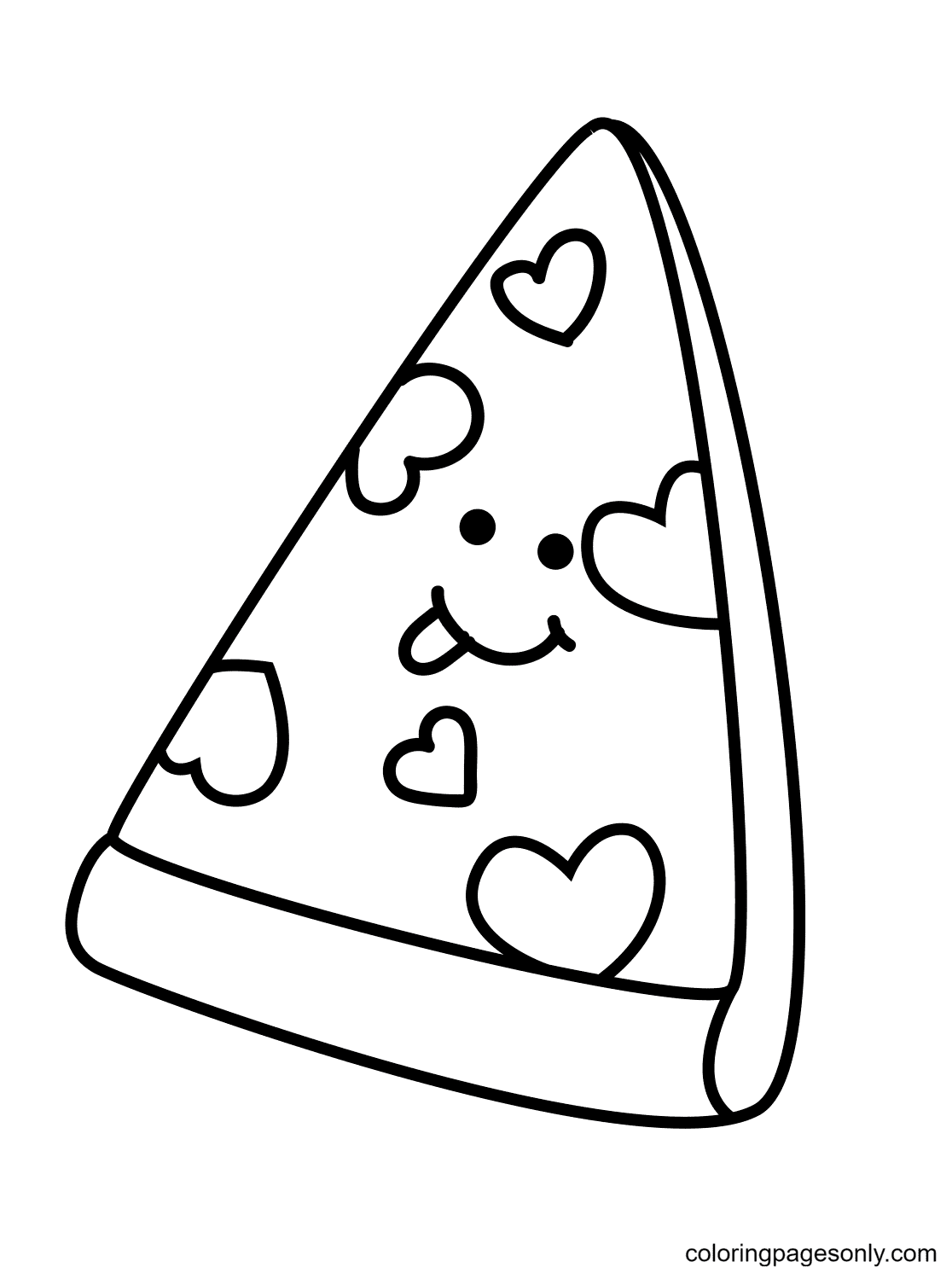 Pagina da colorare di pizza del cuore
