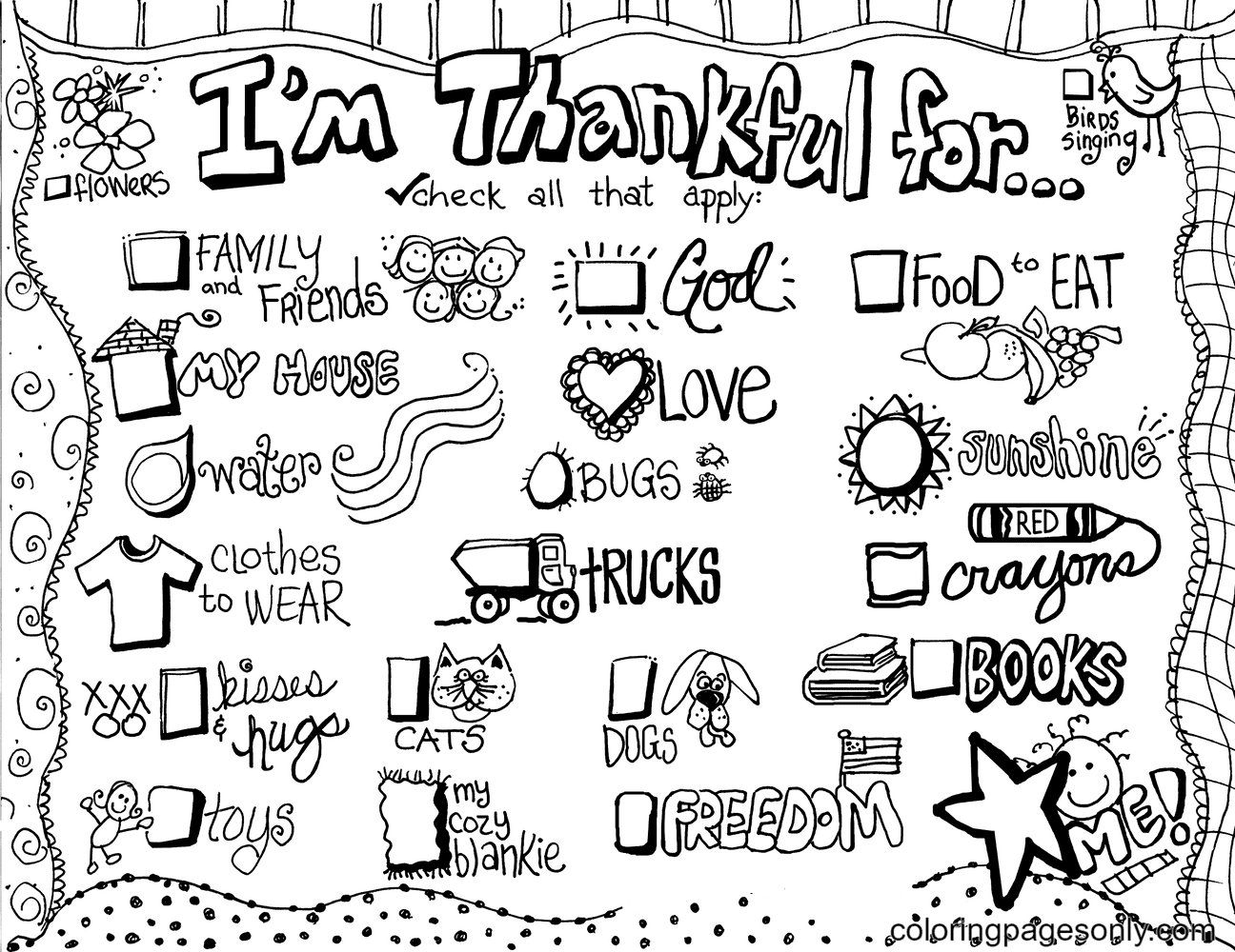 I Am Thankful For Coloring Pages Coloring Pages For Kids And Adults