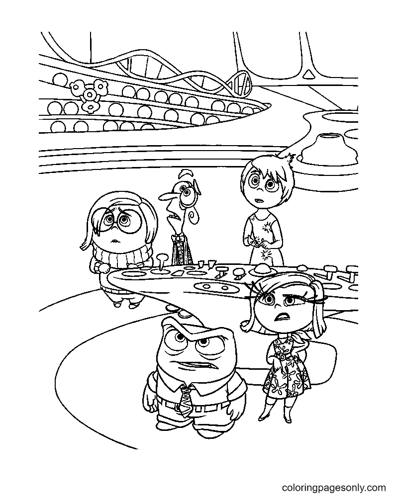 Inside Out Joy, Sadness, Fear, Disgust, and Anger Coloring Pages